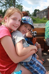 Hugs on the boat ride.